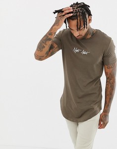 Облегающая футболка с логотипом и закругленным краем Night Addict-Зеленый