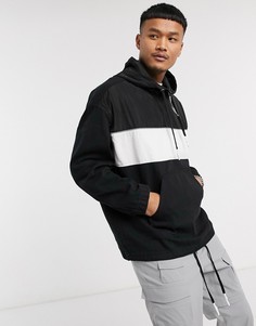 Черная джинсовая ветровка с капюшоном и полоской Bershka-Черный