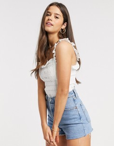 Топ на пуговицах с оборками Fashion Union-Белый