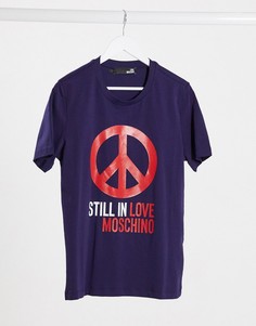 Футболка с горнолыжным принтом Love Moschino-Синий