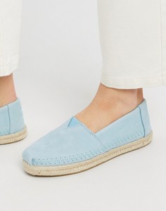 Голубые кожаные эспадрильи TOMS-Синий