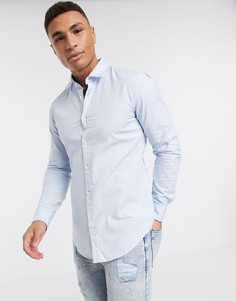 Узкая рубашка с длинными рукавами BOSS Business Rikki-Синий