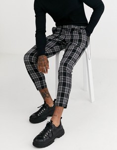 Монохромные брюки в клетку Topman-Серый