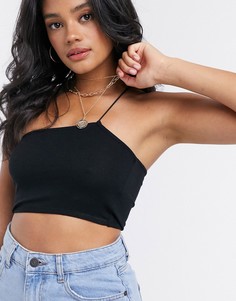 Черный кроп-топ с асимметричной бретелькой ASOS DESIGN