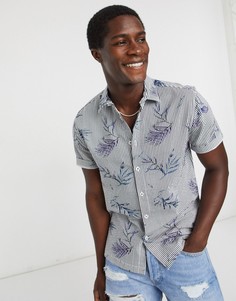 Рубашка с короткими рукавами и цветочным принтом River Island-Синий