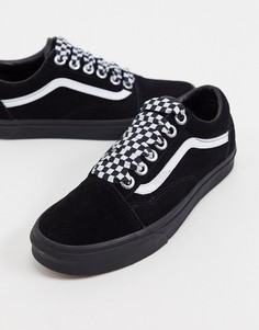Черные кроссовки со шнуровкой в клетку Vans Old Skool-Черный