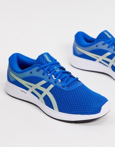 Синие кроссовки с серебристой отделкой Asics Running Patriot 11-Темно-синий