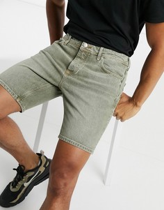 Узкие джинсовые шорты хаки River Island-Зеленый