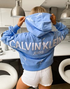 Короткое худи синего цвета Calvin Klein Jeans-Синий
