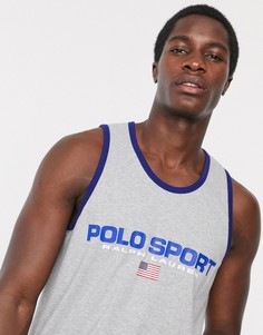 Серая майка с логотипом Polo Ralph Lauren-Серый