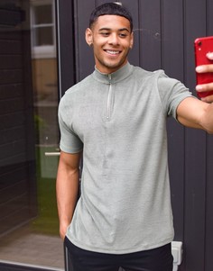 Поло от комплекта из махрового трикотажа шалфейно-зеленого цвета Topman-Зеленый