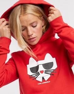 Худи красного цвета Karl Lagerfeld Kocktail Choupette-Красный