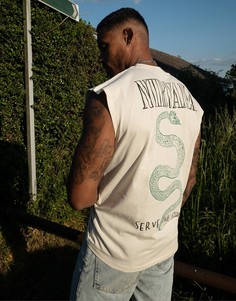 Свободная футболка без рукавов с принтом "Nirvana" ASOS DESIGN-Коричневый
