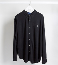 Черная рубашка из пике с логотипом Polo Ralph Lauren Big & Tall-Черный