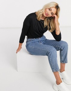 Черная футболка с рукавами 3/4 New Look-Черный