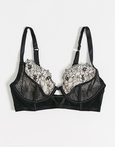 Бюстгальтер на косточках с цветочной вышивкой ASOS DESIGN Fuller Bust-Черный