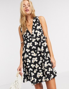 Сарафан мини из хлопкового поплина со сборками ASOS DESIGN-Мульти