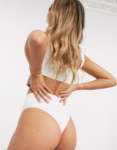 Белые трусы из органического хлопка с завышенной талией Le Buns Chloe-Белый