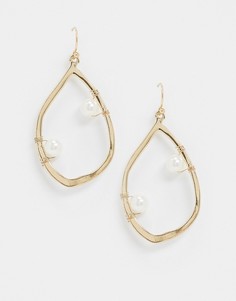 Позолоченные серьги с искусственным жемчугом Saint Lola-Золотой