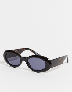 Овальные солнцезащитные очки с черепаховыми дужками ASOS DESIGN-Черный