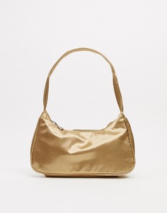 Атласная сумка на плечо в стиле 90-х цвета шампанского ASOS DESIGN-Коричневый