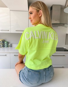 Желтая футболка с объемным логотипом сзади Calvin Klein Jeans-Желтый