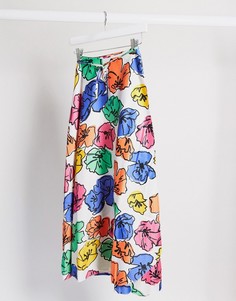 Юбка миди с запахом и цветочным принтом ASOS DESIGN-Мульти