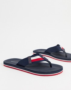 Темно-синие пляжные сандалии с фирменными полосками Tommy Hilfiger-Темно-синий