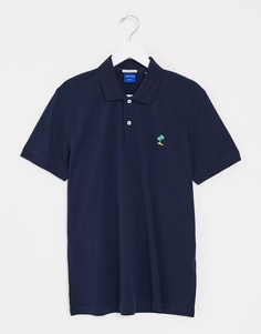 Темно-синяя футболка-поло с логотипом-пальмой Jack & Jones Originals-Темно-синий