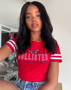 Красная футболка с логотипом Hollister-Красный