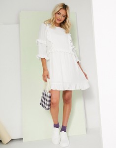 Короткое приталенное платье белого цвета In The Style x Lorna Luxe-Белый
