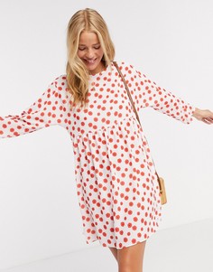 Белое свободное платье мини с цветочным принтом ASOS DESIGN-Мульти