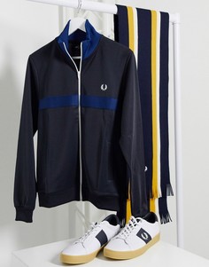 Темно-синяя олимпийка со вставкой на груди Fred Perry-Темно-синий