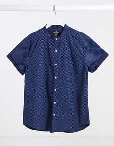 Темно-синяя рубашка с короткими рукавами и принтом Hollister-Красный