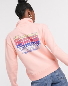 Розовый свитшот с короткой молнией Tommy Jeans