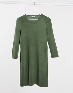 Темно-зеленое вязаное платье-джемпер с рукавами 3/4 от JDY-Зеленый