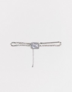 Серебристое ожерелье-чокер с камнем ASOS DESIGN-Серебряный
