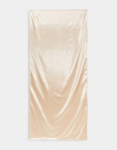 Широкий атласный платок бежевого цвета ASOS DESIGN-Бежевый