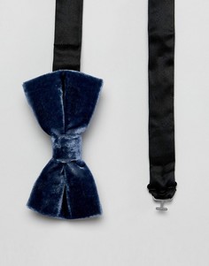 Синий бархатный галстук-бабочка Moss London