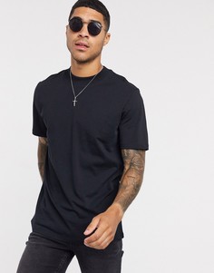 Черная футболка с вырезом под горло Selected Homme-Черный