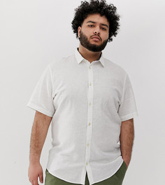 Белая рубашка с короткими рукавами из ткани с добавлением льна Only & Sons-Белый