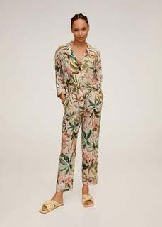 Льняные брюки с тропическим принтом - Eva-a Mango