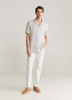 Рубашка regular fit 100% лен в полоску - Hawair Mango