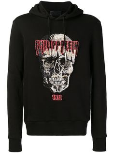 Philipp Plein толстовка с капюшоном и черепом со стразами
