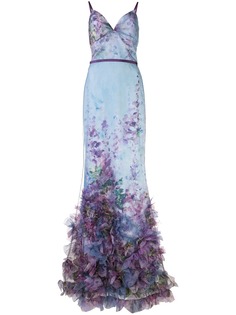 Marchesa Notte вечернее платье с цветочной аппликацией