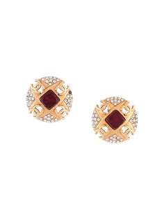 Chanel Pre-Owned серьги со стразами и логотипом CC