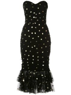 Marchesa Notte платье с узором в горох