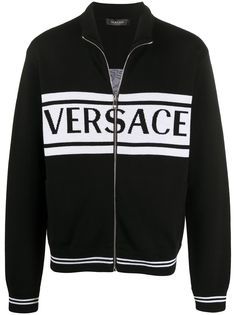 Versace кардиган на молнии с декором Medusa и логотипом вязки интарсия