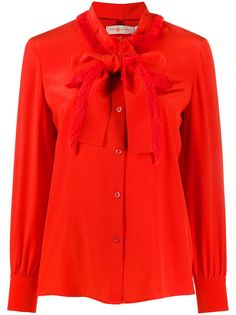 Tory Burch рубашка с бантом и бахромой