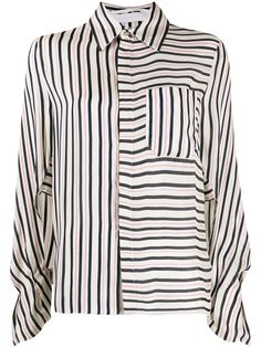 Roland Mouret PADLEY STRIPE VISC 1PKT LS TOP